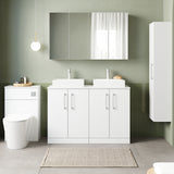Modern Splash 1200mm Gloss White 4 Door Floor Standing Vanity Unit With Co-ordinating Worktop