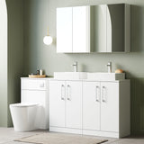 Modern Splash 1200mm Gloss White 4 Door Floor Standing Vanity Unit With Co-ordinating Worktop