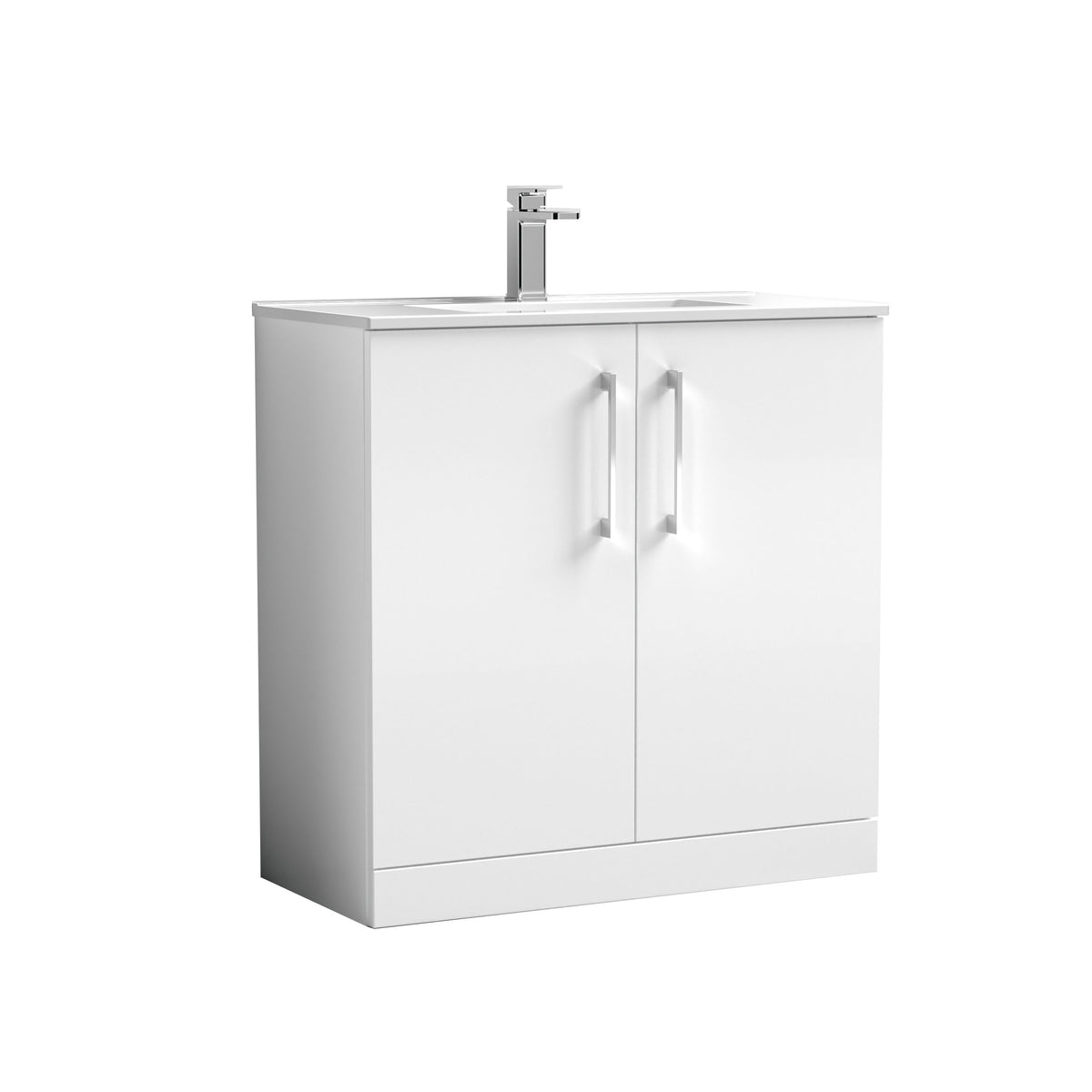 Modern Splash 800mm Gloss White 2 Door Floor  Standing Vanity Unit With Minimalist Basin