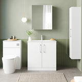 Modern Splash 800mm Gloss White 2 Door Floor  Standing Vanity Unit With Minimalist Basin