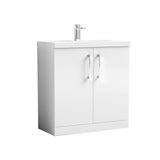 Modern Splash 800mm Gloss White 2 Door Floor  Standing Vanity Unit With Thin Edge Basin