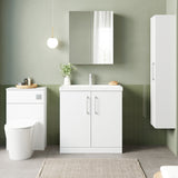 Modern Splash 800mm Gloss White 2 Door Floor  Standing Vanity Unit With Thin Edge Basin