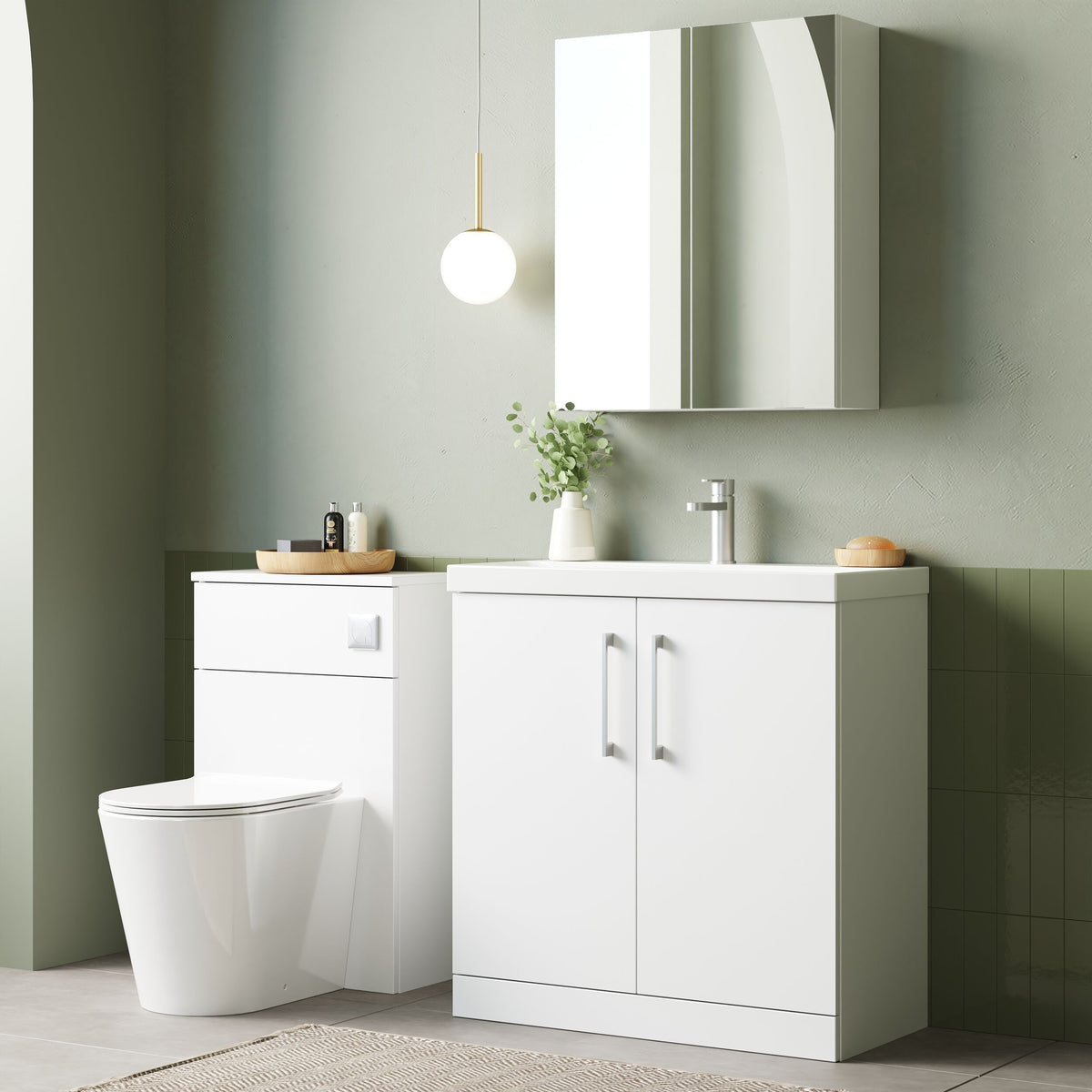 Modern Splash 800mm Gloss White 2 Door Floor  Standing Vanity Unit With Thin Edge Basin