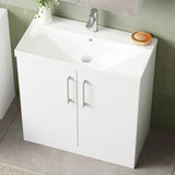 Modern Splash 800mm Gloss White 2 Door Floor  Standing Vanity Unit With Thin Edge Basin
