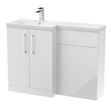 Modern Splash Arno 1100mm Gloss White 2 Door Floor Standing Left-Hand Combination Unit With Polymarble Basin