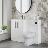 Modern Splash 1100mm Gloss White 2 Door Floor Standing Left-Hand Combination Unit With Stone Basin