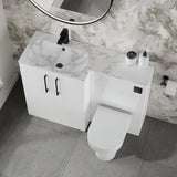 Modern Splash 1100mm Gloss White 2 Door Floor Standing Left-Hand Combination Unit With Stone Basin