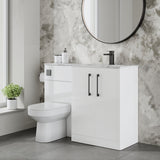 Modern Splash 1100mm Gloss White 2 Door Floor Standing Right-Hand Combination Unit With Stone Basin