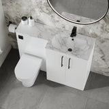 Modern Splash 1100mm Gloss White 2 Door Floor Standing Right-Hand Combination Unit With Stone Basin