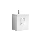 Modern Splash Arno 500mm Gloss White 2 Door Wall Hung Vanity Unit With Mid-Edge Basin