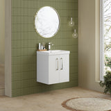Modern Splash 500mm Gloss White 2 Door Wall Hung Vanity Unit With Thin Edge Basin