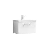 Modern Splash Arno 600mm Gloss White 1 Drawer Wall Hung Vanity Unit With Mid-Edge Basin