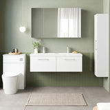 Modern Splash 1200mm Gloss White 2 Drawer Wall Hung Vanity Unit With 2 Tap Hole Polymarble basin