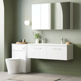 Modern Splash 1200mm Gloss White 2 Drawer Wall Hung Vanity Unit With 2 Tap Hole Ceramic Basin