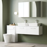 Modern Splash 1200mm Gloss White 2 Drawer Wall Hung Vanity With Carrara Laminate Worktop