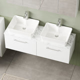 Modern Splash 1200mm Gloss White 2 Drawer Wall Hung Vanity With Carrara Laminate Worktop