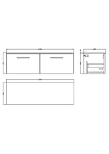 Modern Splash 1200mm Gloss White 2 Drawer Wall Hung Vanity Unit With Co-ordinating Worktop
