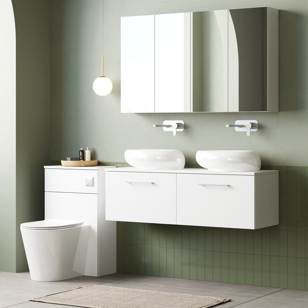 Modern Splash 1200mm Gloss White 2 Drawer Wall Hung Vanity Unit With Co-ordinating Worktop