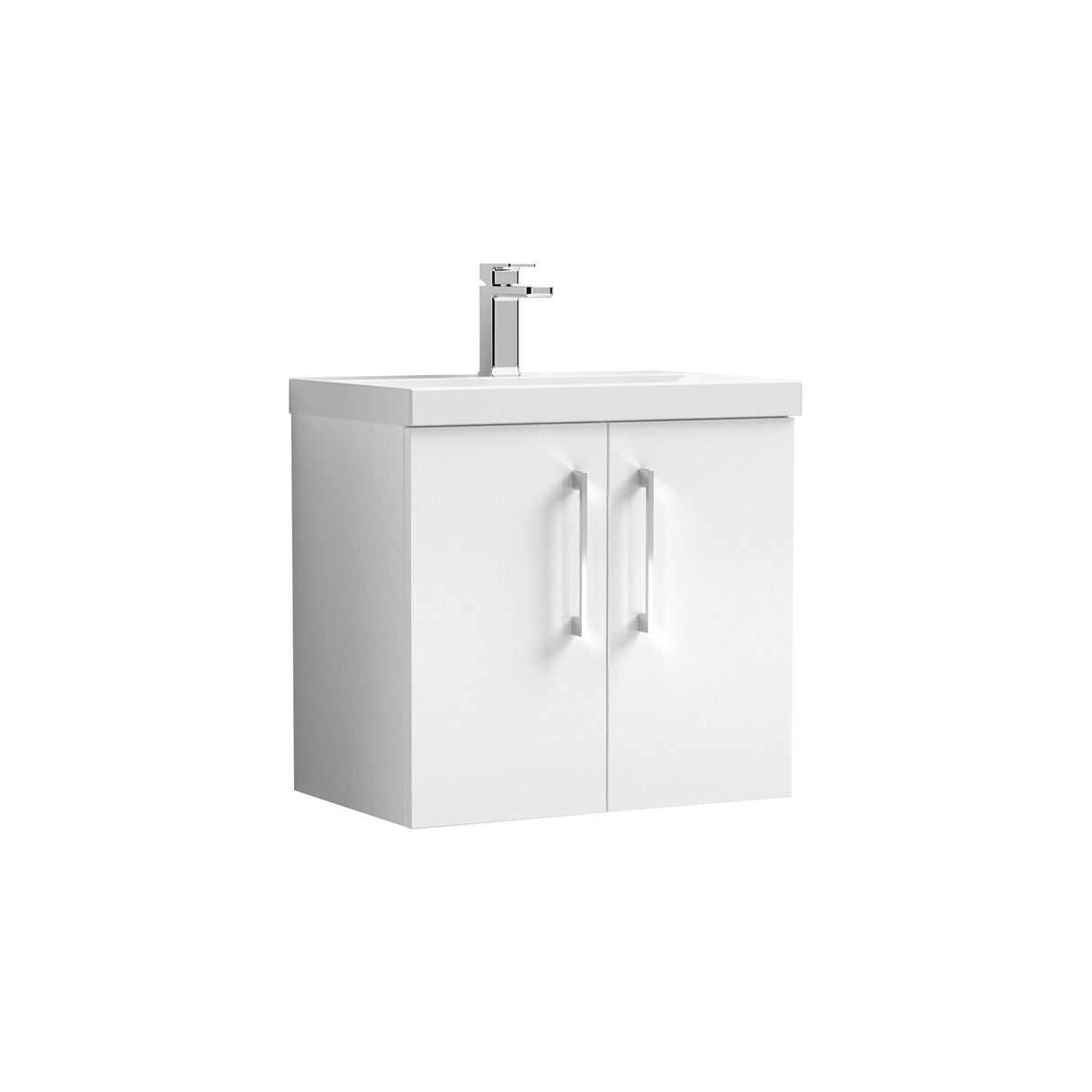 Modern Splash Arno 600mm Gloss White 2 Door Wall Hung Vanity Unit With Mid-Edge Basin