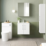 Modern Splash 600mm Gloss White 2 Door Wall Hung Vanity Unit With Minimalist Basin