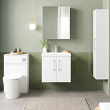 Modern Splash 600mm Gloss White 2 Door Wall Hung Vanity Unit With Thin Edge Basin