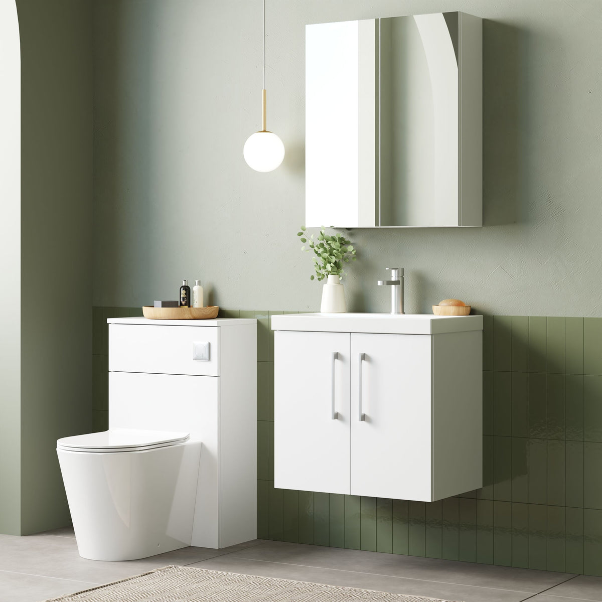 Modern Splash 600mm Gloss White 2 Door Wall Hung Vanity Unit With Thin Edge Basin