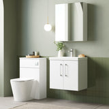 Modern Splash 600mm Gloss White 2 Door Wall Hung Vanity Unit With Thin Edge Basin