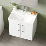 Modern Splash 600mm Gloss White 2 Door Wall Hung Vanity Unit With Thin Edge Basin