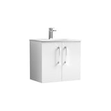 Modern Splash 600mm Gloss White 2 Door Wall Hung Vanity Unit With Curved Basin