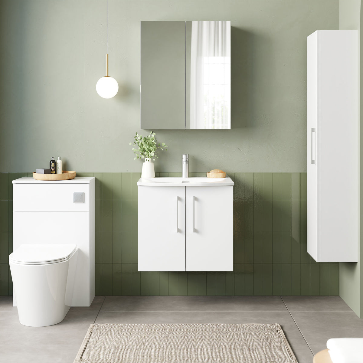 Modern Splash 600mm Gloss White 2 Door Wall Hung Vanity Unit With Curved Basin