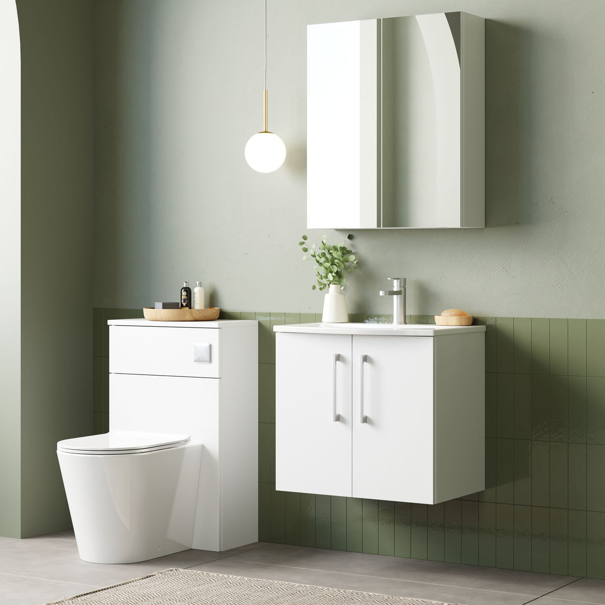 Modern Splash 600mm Gloss White 2 Door Wall Hung Vanity Unit With Curved Basin