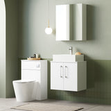 Modern Splash 600mm Gloss White  2 Door Wall Hung  Vanity Unit With Co-ordinating Worktop