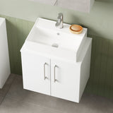 Modern Splash 600mm Gloss White  2 Door Wall Hung  Vanity Unit With Co-ordinating Worktop