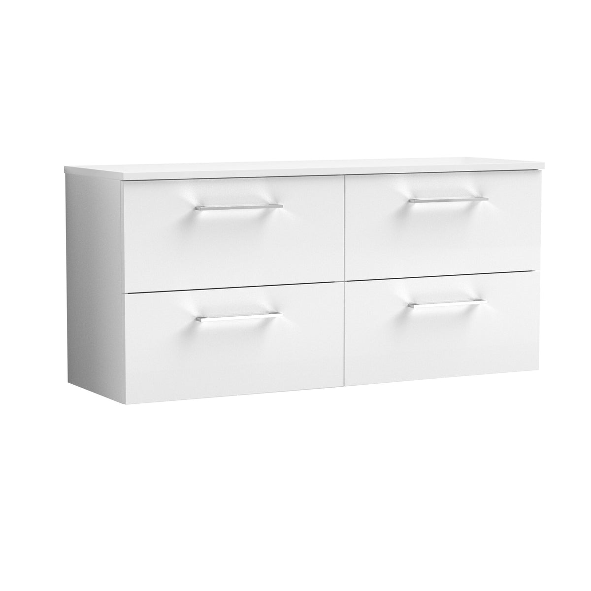 Modern Splash 1200mm Gloss White 4 Drawer Wall Hung  Vanity Unit With Co-ordinating Worktop