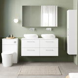 Modern Splash 1200mm Gloss White 4 Drawer Wall Hung  Vanity Unit With Co-ordinating Worktop
