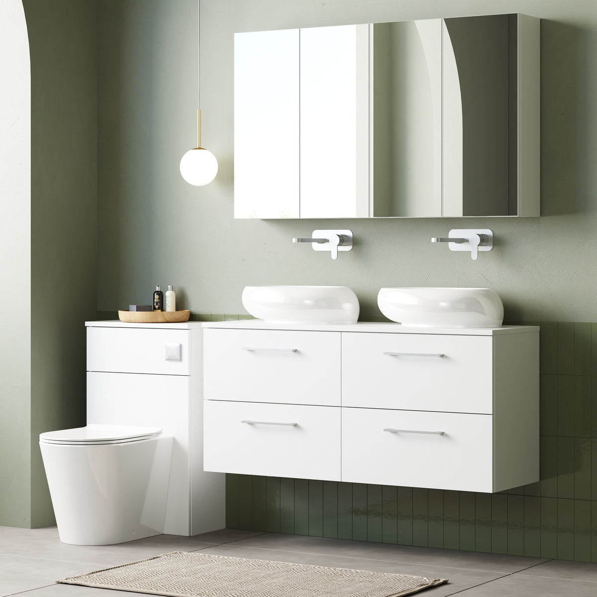 Modern Splash 1200mm Gloss White 4 Drawer Wall Hung  Vanity Unit With Co-ordinating Worktop