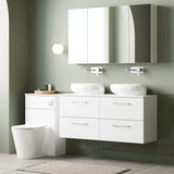 Modern Splash 1200mm Gloss White 4 Drawer Wall Hung  Vanity Unit With Co-ordinating Worktop