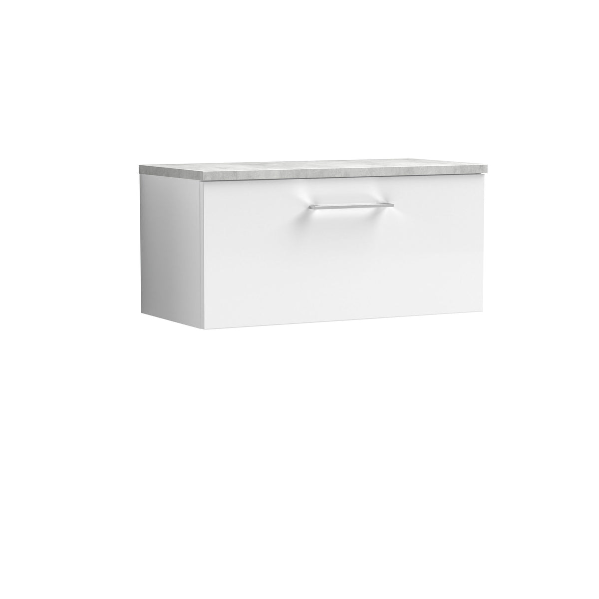 Modern Splash 800mm Gloss White 1 Drawer Wall Hung Vanity Unit With Bellato Grey Worktop
