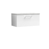 Modern Splash 800mm Gloss White 1 Drawer Wall Hung Vanity Unit With Bellato Grey Worktop