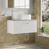 Modern Splash 800mm Gloss White 1 Drawer Wall Hung Vanity Unit With Bellato Grey Worktop