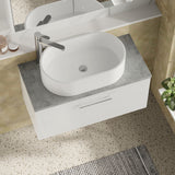 Modern Splash 800mm Gloss White 1 Drawer Wall Hung Vanity Unit With Bellato Grey Worktop