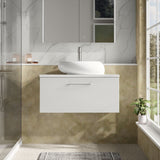 Modern Splash 800mm Gloss White  1 Drawer Wall Hung Vanity Unit With Co-ordinating Worktop
