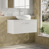 Modern Splash 800mm Gloss White  1 Drawer Wall Hung Vanity Unit With Co-ordinating Worktop