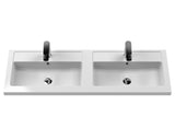 Modern Splash 1200mm Gloss White 4 Drawer Floor Standing Vanity Unit With 2 Tap Hole Polymarble basin