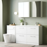 Modern Splash 1200mm Gloss White 4 Drawer Floor Standing Vanity Unit With 2 Tap Hole Ceramic Basin