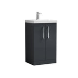 Modern Splash Arno 500mm Soft Black 2 Door Floor Standing Vanity Unit With Mid-Edge Basin