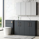 Modern Splash 1200mm Soft Black 2 Door Floor Standing Vanity Unit With Co-ordinating Worktop