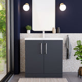Modern Splash 800mm Soft Black 2 Door Floor Standing Vanity Unit With Mid-Edge Basin