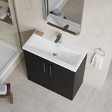 Modern Splash 800mm Soft Black 2 Door Floor Standing Vanity Unit With Mid-Edge Basin