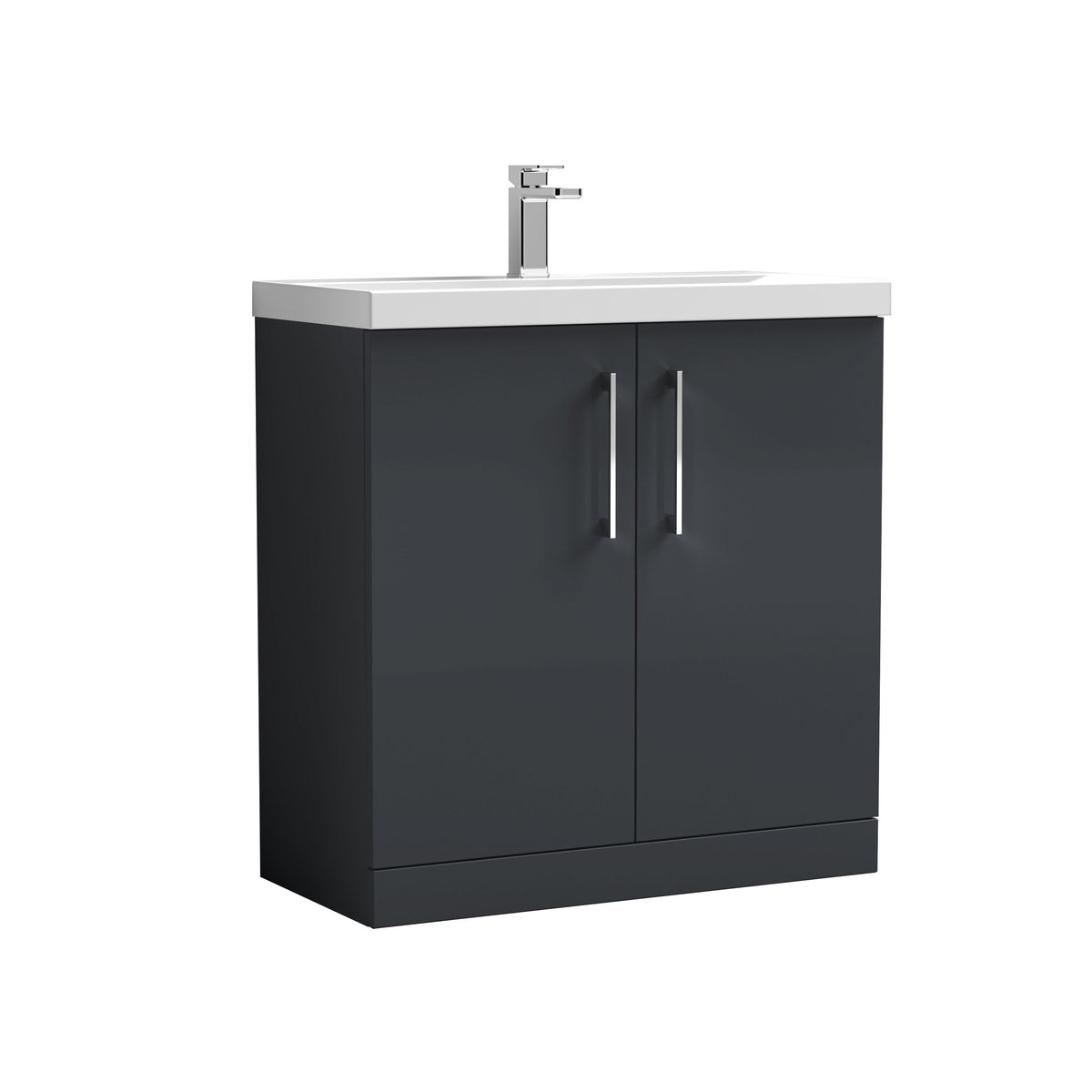 Modern Splash 800mm Soft Black 2 Door Floor Standing Vanity Unit With Thin Edge Basin